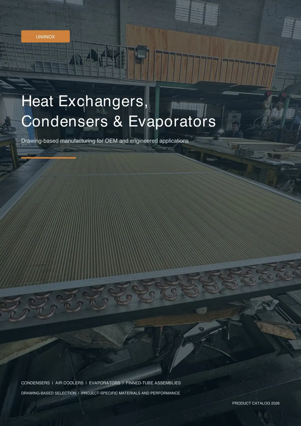 Cover of the Uniinox heat exchangers, condensers and evaporators catalog
