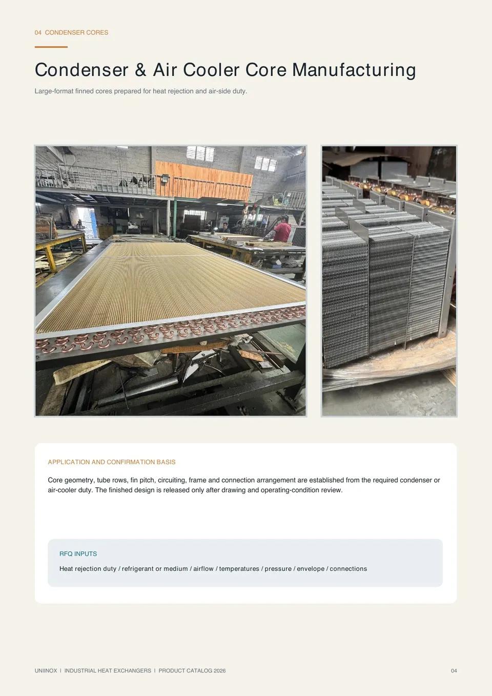 Uniinox heat exchangers condensers and evaporators catalog page 4 of 17