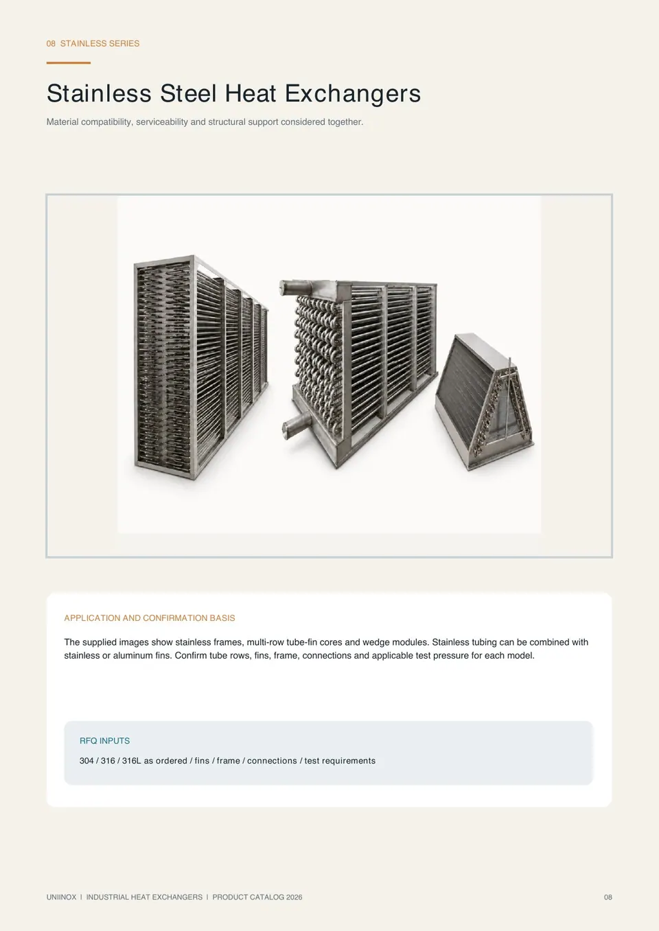 Uniinox heat exchangers condensers and evaporators catalog page 8 of 17