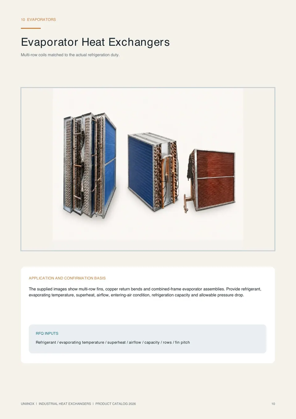 Uniinox heat exchangers condensers and evaporators catalog page 10 of 17