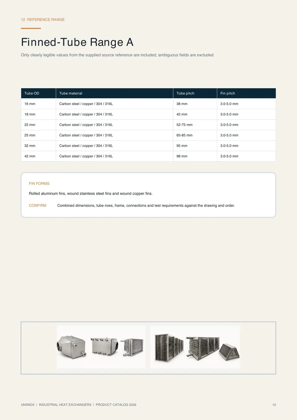 Uniinox heat exchangers condensers and evaporators catalog page 12 of 17