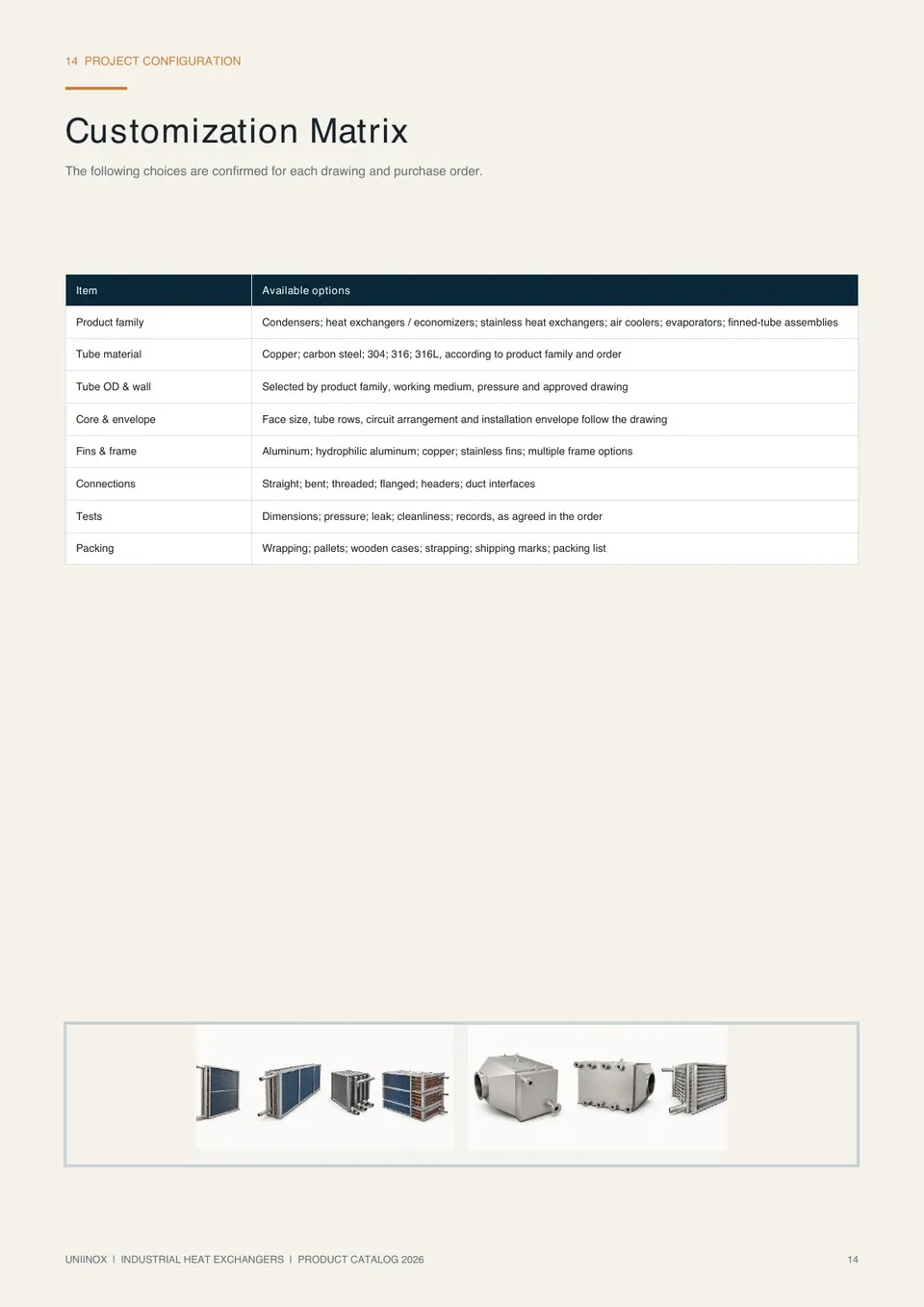 Uniinox heat exchangers condensers and evaporators catalog page 14 of 17
