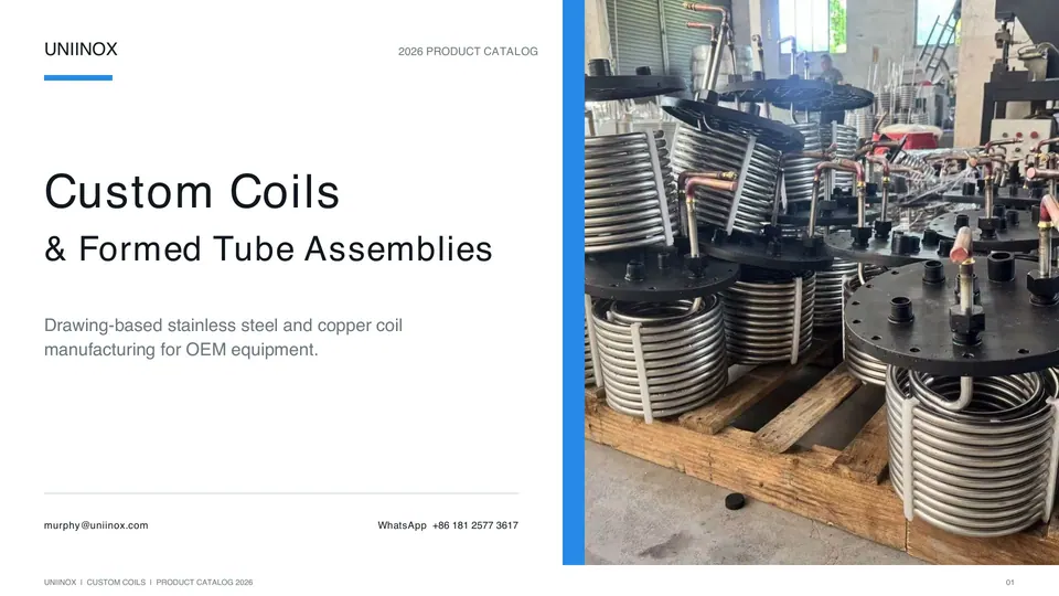 Cover of the Uniinox custom coils catalog